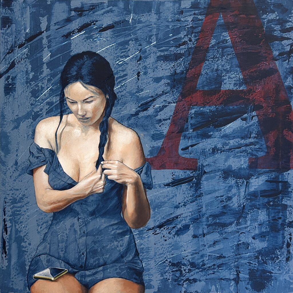 Agatha annoda la treccia - tecnica mista - Lorenzo Guarnera 2024