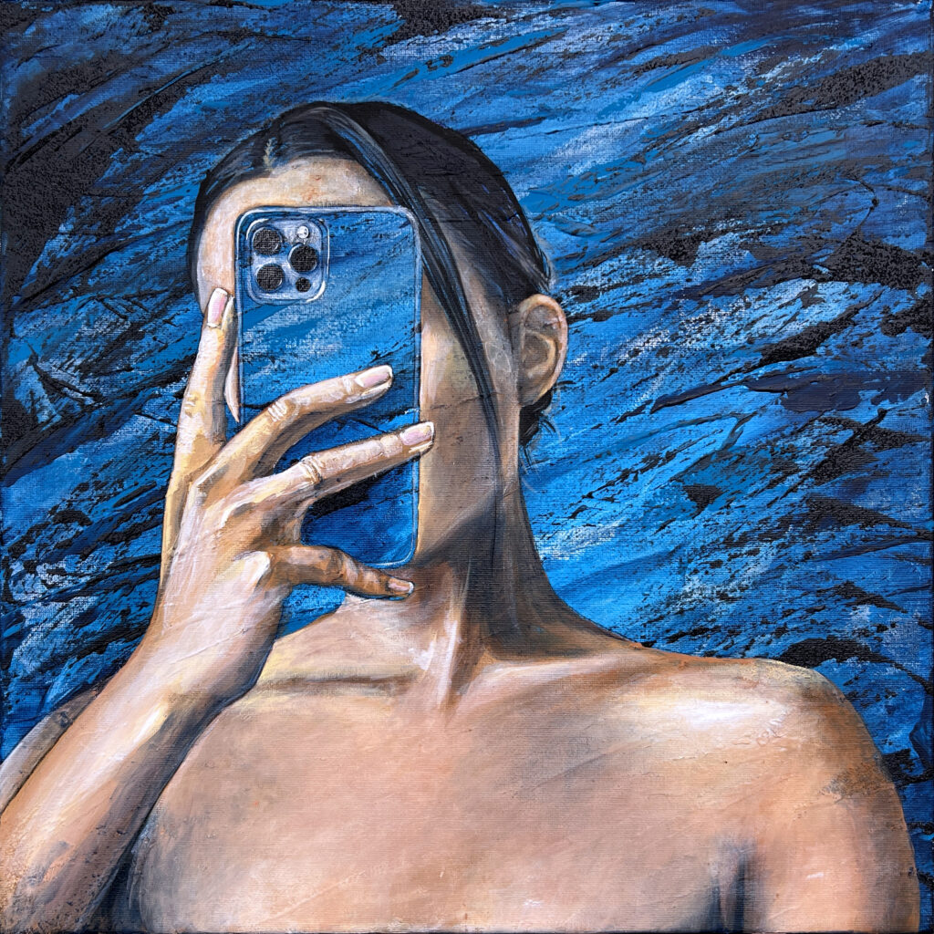 Mirror Vacuum 8 2024 - Tecnica mista su tela 40x40cm