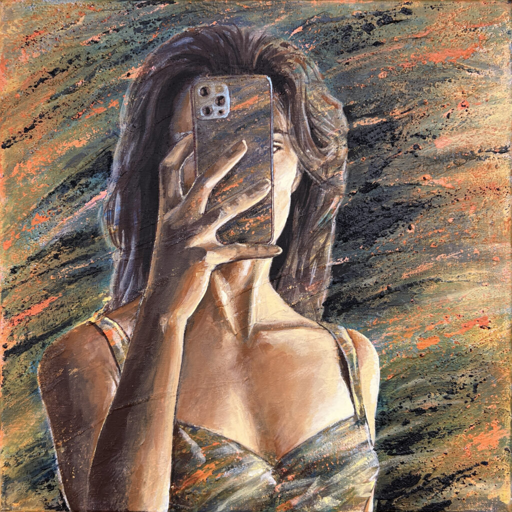 Mirror Vacuum 6 2024 - Tecnica mista su tela 40x40cm