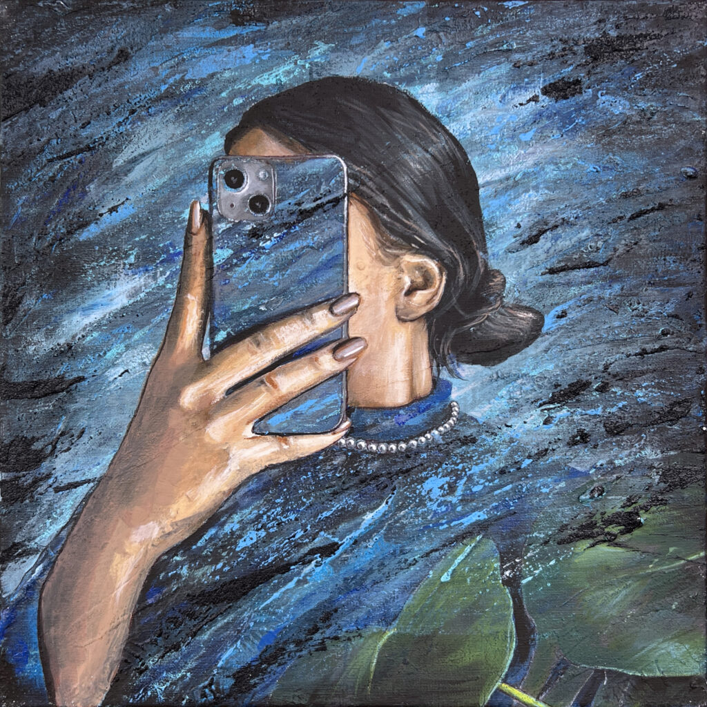 Mirror Vacuum 5 2024 - Tecnica mista su tela 40x40cm