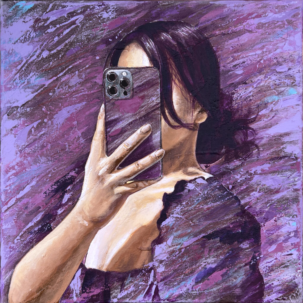 Mirror Vacuum 3 2024 - Tecnica mista su tela 40x40cm