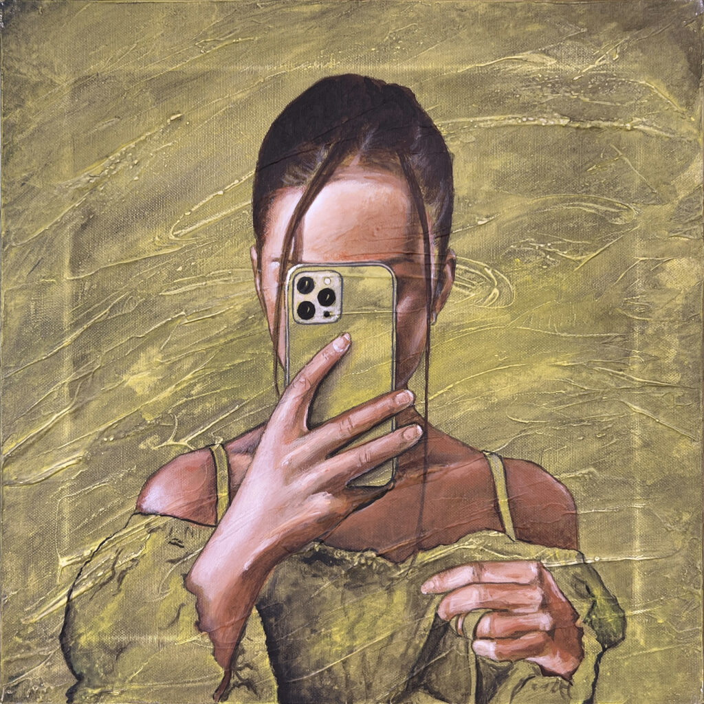 Mirror Vacuum 1 2024 - Tecnica mista su tela 40x40cm